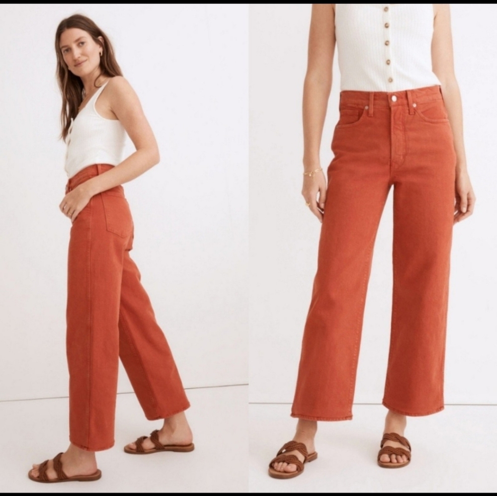 Madewell The Perfect Vintage Wide Leg Crop Orange Jean Size 26